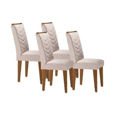 Imagem de Kit 4 Cadeiras Sala Jantar Londrina 4 Un Capuccino Suede Creme Rufato