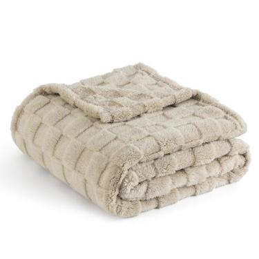 Imagem de Cobertor Bedsure de Lã Marrom Claro para Sofá - 130x150cm