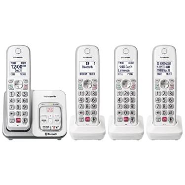 Imagem de Panasonic Telefone sem fio com secretária eletrônica, Bluetooth Link2Cell, assistente de voz e bloqueio avançado de chamadas, sistema expansível com 4 aparelhos - KX-TGD864W (branco)