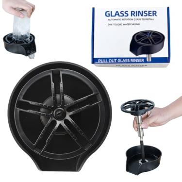 Imagem de Zjyufy Enxaguador de vidro para pia de cozinha, limpador de copos, lavador de garrafas, bico giratório de alta pressão, enxaguador de vidro com spray de puxar para pia de bar e café