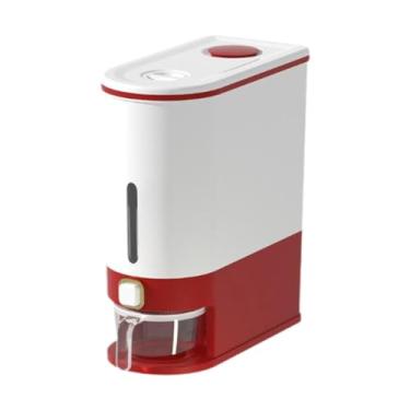 Imagem de Fenteer Distribuidor de arroz Recipiente de arroz, 10 kg, com tampa de dispensador de alimentos de armazenamento de arroz de arroz para aveia para soja de