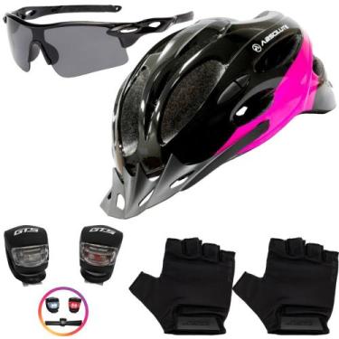 Imagem de Capacete Ciclismo Bike Mtb + Pisca + Óculos + Par De Luvas - Tsw / Abs