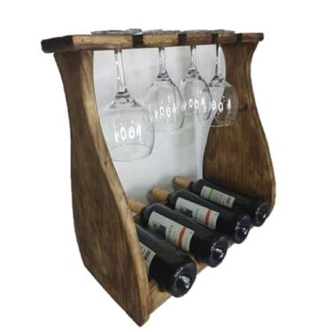 Imagem de Adega de Mesa para 4 garrafas e 4 taças em madeira maciça ER001