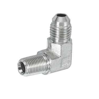 Imagem de PATIKIL Adaptador de tubo de 90 graus, 7/40.6 cm macho 37° Flare JIC x 1/20.3 cm BSPT conector macho encaixe de cotovelo de aço carbono para ar fluido hidráulico combustível água óleo, prata