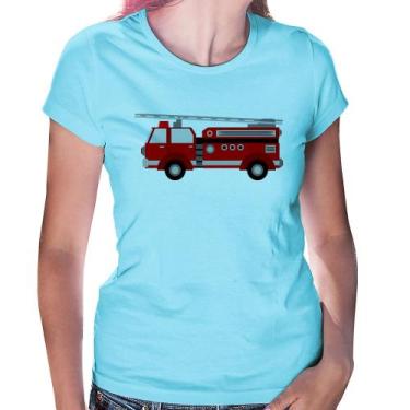 Imagem de Baby Look Caminhão de Bombeiro - Foca na Moda, Azul bebê, G