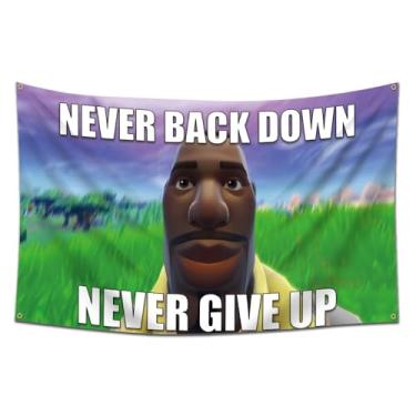 Imagem de DecrPlus Never Back Down Bandeira Tapeçaria Never Give Up Banner Jean Roqua Bandeira inspiradora para pendurar na parede (9,5 x 1,5 m, cor viva, poliéster 150D) para homem caverna, quarto, dormitório,