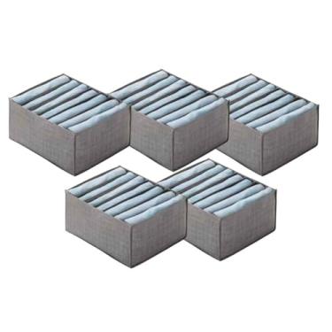 Imagem de Kit 5 Organizador De Roupas Com 7 Dividorias Ideal Para Closet Armario Comporta Calça Camiseta Blusas (CINZA)