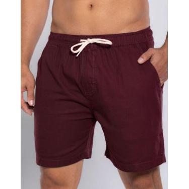 Imagem de Short Bermuda Masculino Mauricinho Sarja Casual - Original, Bordô, M