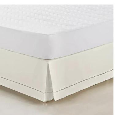 Imagem de Saia Box Casal 100% Algodão Percal 200 Fios Palha - SONHOS ENXOVAIS