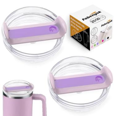 Imagem de Fabenyok Tampa de copo de substituição de 850 g para Stanley Cup, pacote com 2 tampas de substituição transparentes adequadas para copo de viagem Stanley, capas de copo à prova de derramamento para