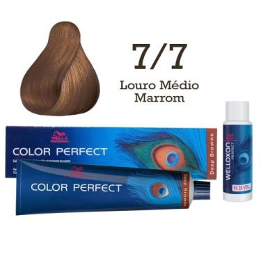 Imagem de Coloração Color Perfect 7/7 Louro Médio Marrom + Oxi 20 Welloxon  Well