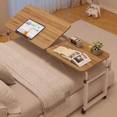 Imagem de Mesa de cama, mesa de cama ajustável com rodas, mesa sobre cama, mesa com rodinhas para cama, laptop inclinável ajustável, para casa, quarto, escritório, hospital