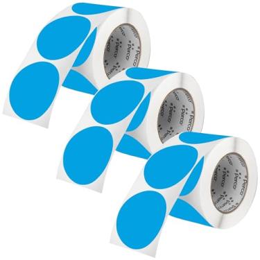 Imagem de Perco Etiquetas adesivas de bolinhas redondas azuis claras de 7,5 cm - Pacote com vários rolos (3 rolos, 500 etiquetas cada) - Adesivo permanente, cores vibrantes, fixação forte - perfurado para uso