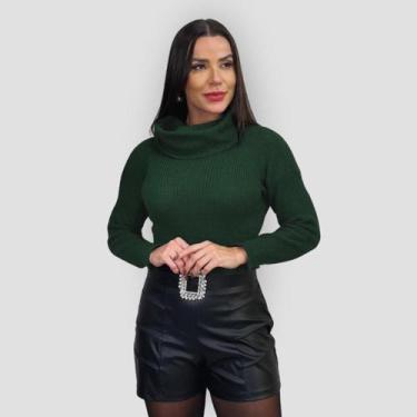 Imagem de Cropped Tricot de Frio Feminino Fang Gola Alta Inverno Liso - GIP, Ver