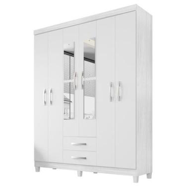 Imagem de Guarda Roupa Casal Espelho 6P 2G Moden 150 cm Branco Flex INCP - Milan