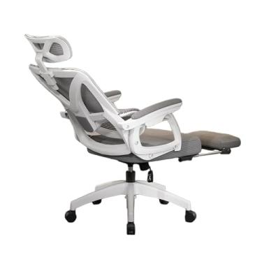 Imagem de Lzyjckh Cadeira de mesa de escritório em casa com apoio para os pés Cadeira de escritório ergonômica, Cadeiras reclináveis ​​giratórias com encosto alto de malha para casa, escritório, jogos,Grey