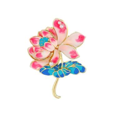 Imagem de Broche de flor de strass banhado a ouro 18 quilates flor floral broche elegante pérola lapela broche fantasia bijuteria dia de ação de graças presentes de aniversário casamento para mãe esposa, Liga