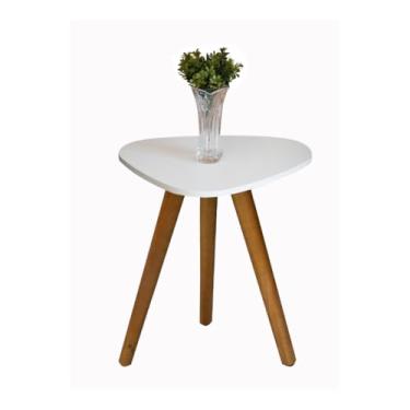 Imagem de Mesinha de Canto Decorativa Pe Palito Retro Tampo Orgânico(Branco)