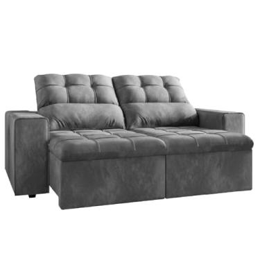 Imagem de Sofá Retrátil e Reclinável 2 Lugares 1,80m Veludo Malibu Cinza