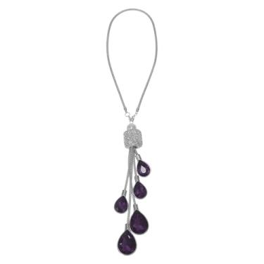 Imagem de Partuto 1 peça prisma hexagonal de cristal artificial gota de água carro espelho retrovisor acessórios pingente ornamento para pendurar carro roxo