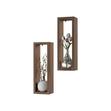 Imagem de Kit Nicho Decorativo Stella Nogal para Sala Hall 40 x 10cm - Mercado d