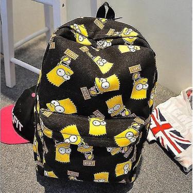 Imagem de Mochilas cartoon the simpsons print mochila cartoon doodle print lona mochila preta