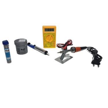 Imagem de Kit Ferro De Solda 30w 220v Multímetro Sugador Pasta Estanho - mimi ut