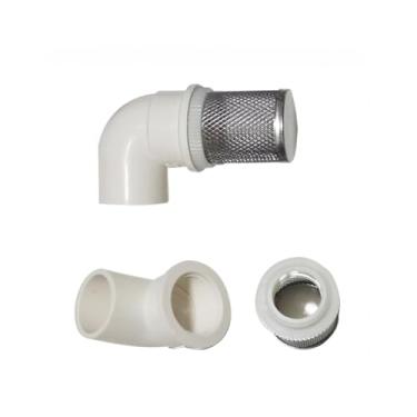 Imagem de YONYONICE DN20 — Coadores de sucção de 3/10.2 cm, capa de filtro de aço inoxidável conectada ao cotovelo de 90 graus, tubo de água PVC DN15 de 90 graus, usado para remover detritos e reduzir a entrada