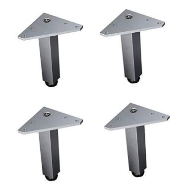 Imagem de XWZFFAI Pés quadrados sólidos para móveis DIY Pernas de sofá de metal, pés de suporte ajustáveis de 40 cm, mesa de centro substituível, armário de TV, pernas de cama, 6 cm, placa de montagem