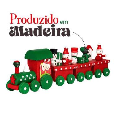 Imagem de Trem De Madeira Natalino Ornamentos Enfeite Decoração de Natal Charmos