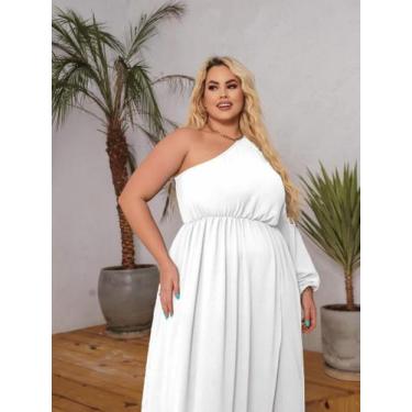 Imagem de Vestido Longo Branco Casamento Civil Noiva Gestante Chá Revelação Plus