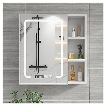 Imagem de AKALNNB Armário de espelho montado na parede, armário de remédios para banheiro, com rack de armazenamento, desembaçador, adequado para corredores, quartos e salas de estar