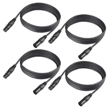 Imagem de Cabo DMX GZhumin 3,04 m, pacote com 4, 3 pinos XLR, macho para fêmea