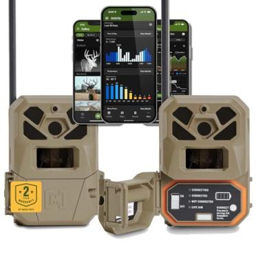 Imagem de Moultrie Câmera de trilha celular Edge 2 PRO – Pacote com 2 – Conexão automática 4G LTE em todo o país – Foto sob demanda de 40 MP – Áudio HD de vídeo 1440P – Eliminação de gatilho falso Ai – Detecção