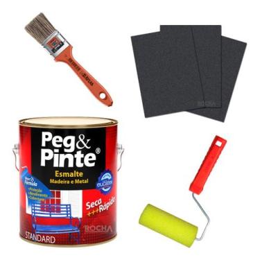 Imagem de Tinta Esmalte Madeira Metal Peg Pinte 900ml + Lixa + Rolo - Eucatex, B