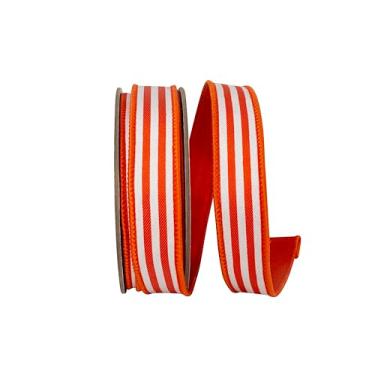 Imagem de Reliant Ribbon Fita de sarja listrada Deluxe Dupioni com borda com fio, laranja
