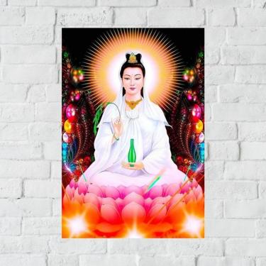 Imagem de Placa Decorativa Mdf Kuan Yin Tamanho 20x27cm Modelo 2a