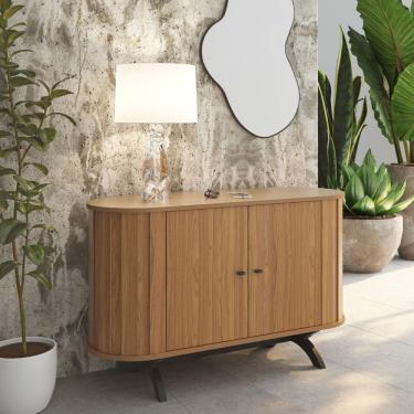Imagem de Balcão Buffet Curvo Em Mdf Freijó-Preto 130cm Tb289