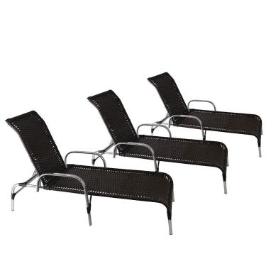 Imagem de Kit 3 Espreguiçadeiras Havaí Alumínio Fibra Sintética Tabaco