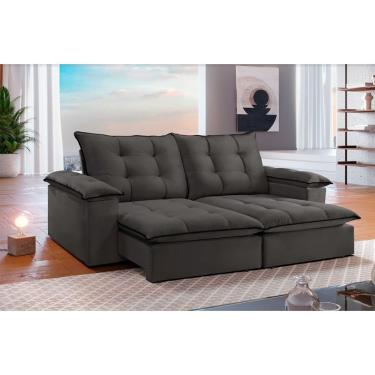 Imagem de Sofá Retrátil E Reclinável 1,80m 2 Lugares Cinza/preto