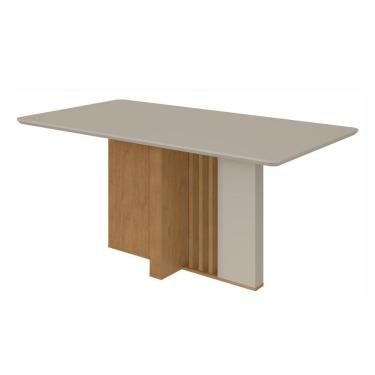Imagem de Mesa De Jantar Retangular 6 Lugares 160Cm Tampo Mfd Astrid Amêndoa Clean/Off White