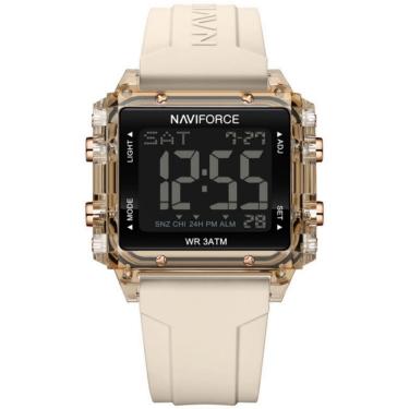 Imagem de Relógio Esportivo Feminino Quadrado Digital Pulseira De Silicone Bege