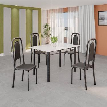 Imagem de Conjunto Sala de Jantar com 4 Cadeiras Lara Preto / Prata