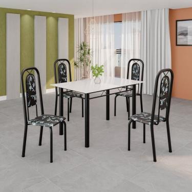 Imagem de Conjunto Sala de Jantar com 4 Cadeiras Lara Preto/Branco