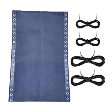 Imagem de Gralara Cadeira de descanso dobrável de tecido para conserto 160x43 cm com 4 cordões para pátio de praia, Azul