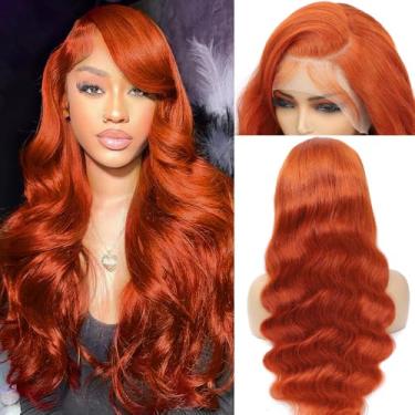 Imagem de Boumon Peruca De Renda Frontal Ruiva, Cabelo Humano Pré-Arrancado, Densidade 200%, Ondulado, Hd 88J, Colorido, 13X4, Sem Cola, 30"