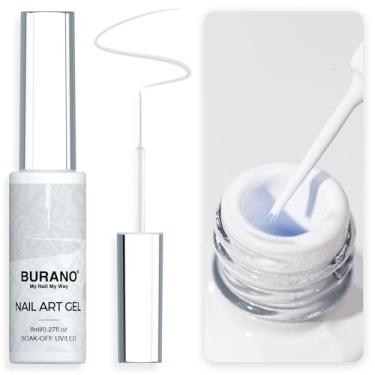 Imagem de BURANO Delineador De Esmalte Em Gel - Preto, Branco, Roxo, Vermelho, Rosa, Design Pintado, 1 Frasco, 8 Ml (Cx12), Com Pincel Fino Integrado, Acabamento Cromado, Cura Necessária