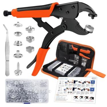 Imagem de NVAAV Kit De Ferramentas Com 60 Fechos Pressão, Alicates Ajustáveis Alta Resistência Cabeça Magnética, Botões Metal Aço Inoxidável 15 Mm, Para Consertar Capas Barco, Substituir Lonas, Couro E Lonas