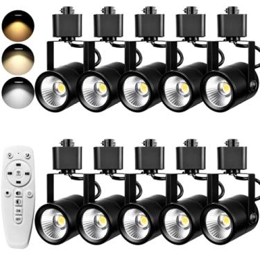Imagem de AOAXL Cabeças De Iluminação Trilho Tipo H, 8,5 W, Controle Fino Luz Ajustável 2700-6500 K, Luminárias Brilhantes Reguláveis Para Exposição Arte Parede Cozinha, Sala Jantar, Pretas, Pacote Com 10 Uni