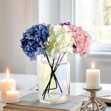 Imagem de BLOFLO STU Vaso De Vidro Iridescente Bloflo, Grande 23 Cm Para Flores, Vasos Flores Modernos E Grossos, Centro Mesa, Cilindro Decorativo Hidropônico Casamento, Casa, Escritório